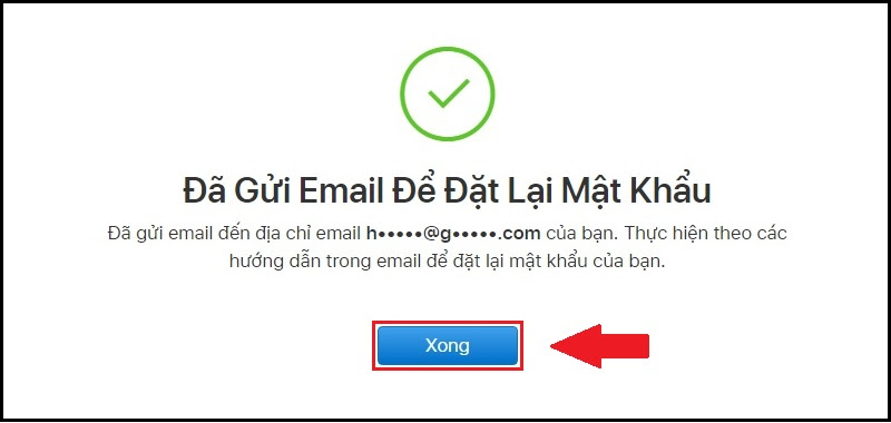 Giao diện khi email đã được gửi đến